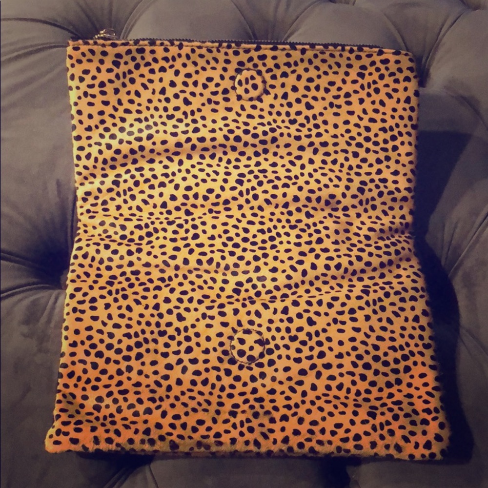 Leopard fold over clutch
